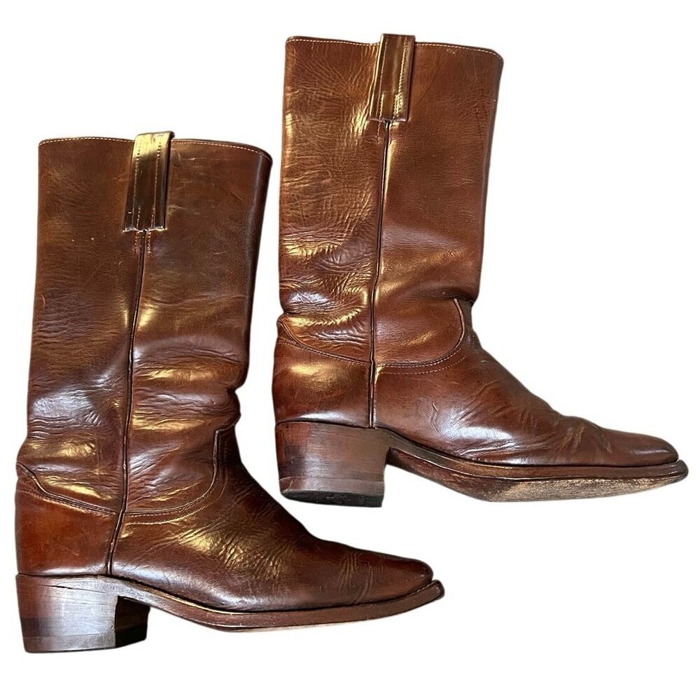 Vintage Roper Cowboy Boots Brown Leather D. Mackay Shoe Trees Men 7 Women 8.5